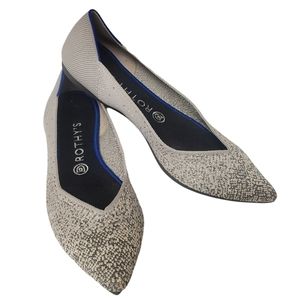 Rothys Pearl Point Metallic Flats Women's 9.5 Shoes Gray Silver Retired
